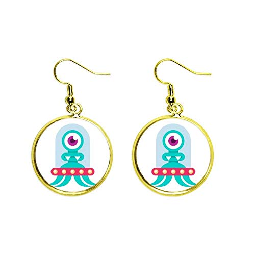 Pendientes de criatura alien cíclope dorados estilo drop earring joyería para mujer