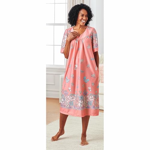 Image of AmeriMark Casual Women's Patio Muumuu House Dress Loose Comfortable Short Sleeve Sun Dress Lounger Gown Sleepwear for Ladies