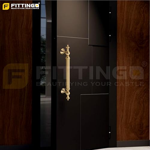 Image of Vintage Royal Main Door Handle | 24 Inch Premium Pull Push Handle for Home, Office, Hotels & Villas | Stainless Steel Gold TT Finish |Hole to Hole 600mm | 3 Years Warranty