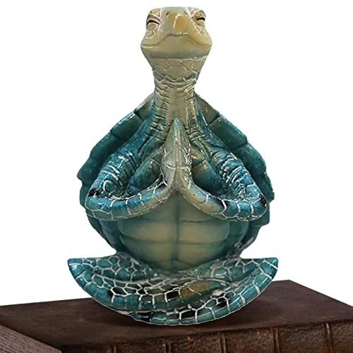 osmanthus 2 Pcs Sculpture de Tortue - Tortue de mer de Yoga Assis créatif en Position méditative,Collection de Figurines Miniatures de Tortues de mer méditantes pour Patio, pelouse, Jardin Cover