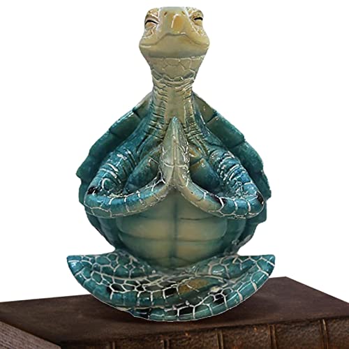 LOKOO Statue de Tortue de mer,Figurine de Tortue Bouddha lunatique Miniature avec Namaste - Décoration de la Maison de Statue de Pose de Yoga pour Le siège Social extérieur d'intérieur