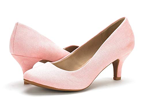 Dream Pairs Womens Suede Bridal Wedding Low Heel Pump Shoes, Luvly-Pink-Suede - 11 (Luvly) #TOP2