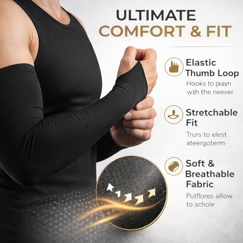 Image of ALYV Balaclava Face Mask with Compression Arm Sleeves Combo for Men & Women | UV Protection Breathable Sports Mask & Arm Sleeves for Bike Riding, Cycling, Gym & Running (Black)
