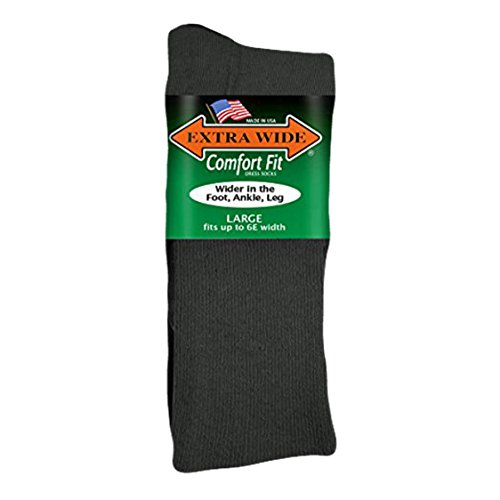 Extra Wide Lightweight Cotton Crew Comfort Fit Dress Socks (Pack of 3) Made in the USA2