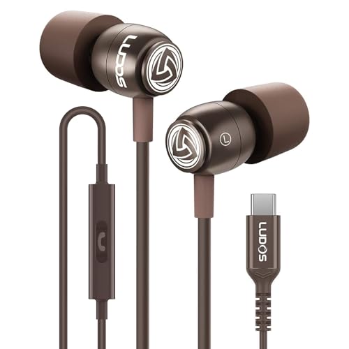 LUDOS Clamor USB C Headphones for iPhone 17 16 15 Pro Max Plus Air iPad Pro, 5 Years Warranty, USB-C Earbuds for Samsung Galaxy S26 S25 S24 S23 Ultra S22 S21 FE S20 A55 A54 A53, USB Type C Earphones