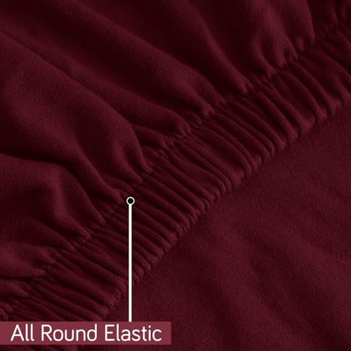 Image of HOKIPO 'SereneSolids' 140 GSM Office Chair Cover for Task Chair - 140 GSM Stretchable Fabric - Washable & Anti-Slip - Fits Small Office Chairs Without Headrest, Burgundy (AR-5224-BRGN)