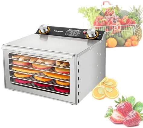 Large Stainless Steel Food Dehydrator, 12-Layer Home Dryer with Overheat Protection, 220V/110V, Adjustable Timer 0-12h for Fruits, Vegetables, Meat & Flowers