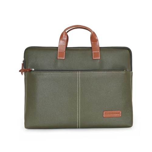 Image of Giordano Unisex 15 Inch Laptop Sleeve PU Bag for Professionals | Premium Leatherette | Water-Resistant & Padded Slim-Fit with Trolley Strap for Men & Women