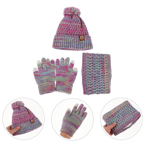 Gorro de invierno para niños conjunto de guantes bufanda y mitones 4