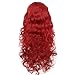 Dai Cloud Red Wigs with Bangs for Women Long Curly Wavy Soft Princess Synthetic Cosplay Halloween Hair Wig for Cosplay Use
