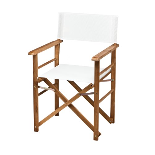 Preisvergleich Produktbild Maxx Holz-Regiesessel Kunststoffgewebe - weiß