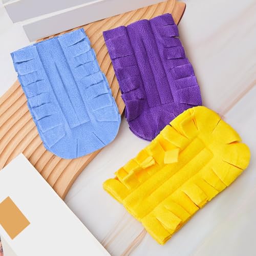 Image of Zubebe 12 Pcs Reusable Duster Refills Fleece,Purple, Light Blue, Yellow | Soft Polyester Fiber Flat Duster Refill Multi Surface Washable Cleaning Pad Tools for Home, Blinds, Car, Pet, Furniture, Fans
