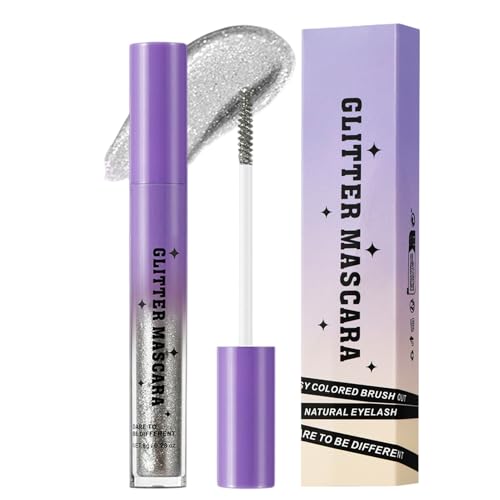Rímel con Brillo, Mascara Antimanchas, Maquillaje De Pestañas Impermeable Alargador Rizador Resistente A Manchas Duradero Para Mujeres En Fiestas, Bodas, Citas Nocturnas, Escenario Y Prom