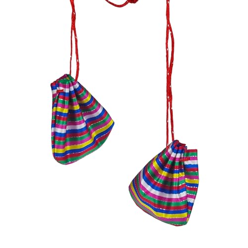 Seoulful Vintage Mini Korean Saekdong Pouches - 4-Piece Bokjumeoni Lucky Bag Set with Colorful Stripes - Hanbok Color Block Fortune Chuseok Gifts4