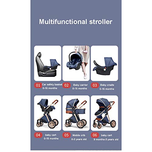 3 In 1 Kinderwagens, Draagbare Kinderwagen, Opvouwbare Kinderwagens Buggy, Tweeweg Implementatie, Demping Wielen, Kinderwagen Met Mama Tas En Regendekking (Color : Gray) - Afbeelding 5