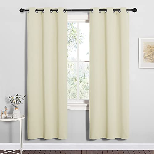Image of NICETOWN Blackout Curtains for Bedroom, 72 inches Long Curtains & Drapes for Living Room, Thermal Insulated Window Treatment Draperies for Nursery (Beige, 34 inch by 72 inch)