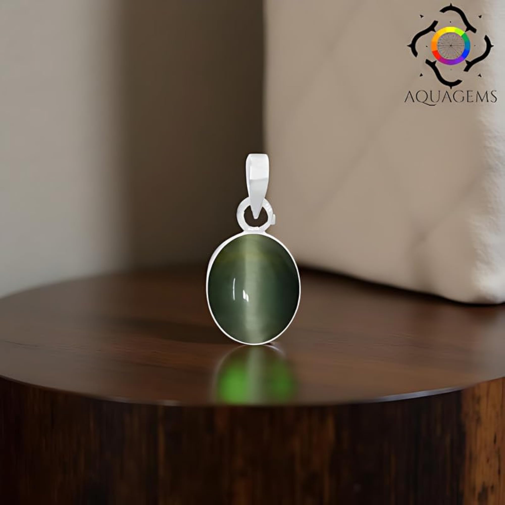 Pure 925 Silver Cat's Eye Certified Birthstone Pendant