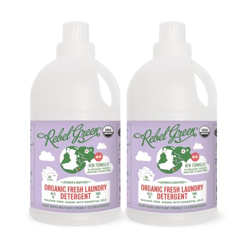 Detergente natural para la colada de color verde rebelde, certificado orgánico e hipoalergénico, jabón líquido para la colada para piel sensible