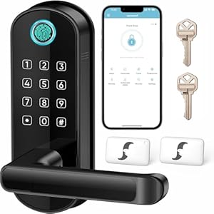 Smart Lock with Handle, Smart Electronic Door Lock with Handle, Digital Fingerprint Door Lock, Keypad Keyless Entry Door Lock with Handle, Door Knob, Door Lever, Alternatives to Deadbolts