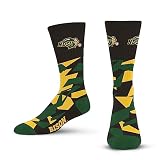 For Bare Feet NCAA NORTH DAKOTA STATE BISON Shattered Camo Crew Sock Team Color Large