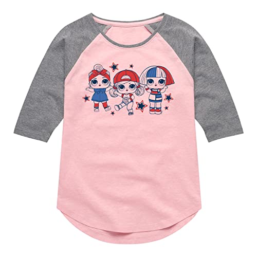 HYBRID APPAREL - LOL Surprise! Dolls - Fourth of July - Red, White, & Blue Dolls - Toddler & Youth Girls Raglan T-Shirt