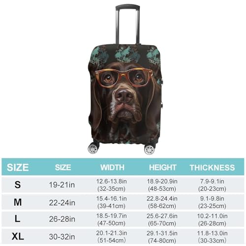 German Shorthaired Pointer In Glasses Luggage Cover, Washable Elastic Suitcase Cover Protector Fit 18-32 Inch Luggage2