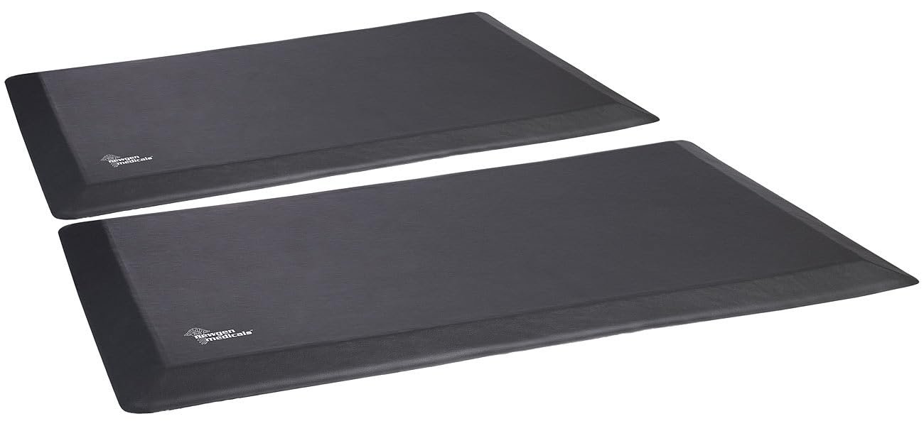 newgen medicals Bodenschutzmatten: 2er-Set Anti-Ermüdungs-Stehmatte, 81 x 51 cm, Kunstleder-Oberfläche (Antiermüdungsmatte, Stehpultmatte)