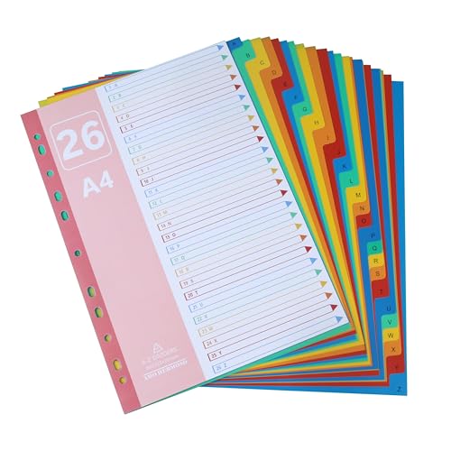 AMO HERMOSO 2er Alphabet Register für Ordner A4 A-Z, 26-Teiliges Trennblätter PP Plastik Registerblätter 1-26 für Schule, Büro