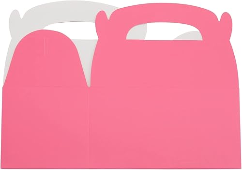 Miniatura 7 de BLUE PANDA Paquete de 24 cajas rosadas a dos aguas, cajas de fiesta rosas para cumpleaños de niños, recuerdos de fiesta, dulces, golosinas (6.2 x