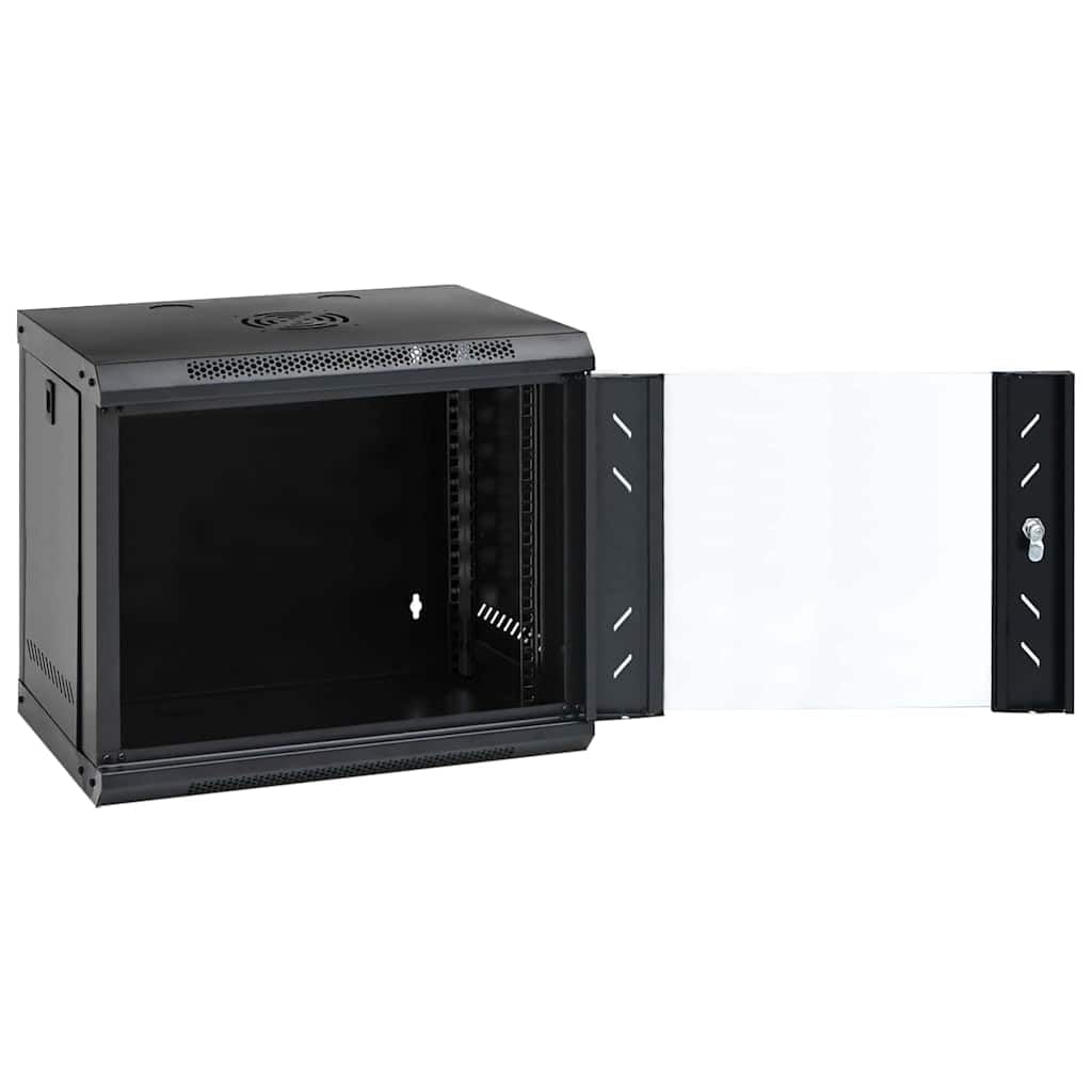 Armadio di rete 53 x 45 x 45 cm, alloggiamento da parete per server IT-Equipment Armadio in acciaio nero con porta in vetro di sicurezza