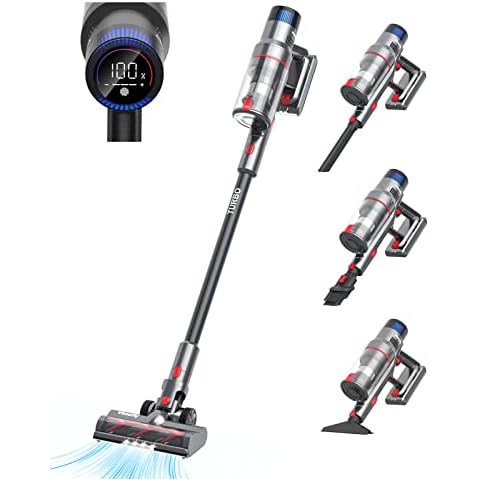 Vistefly V15 32000Pa Akku Staubsauger, 500W Staubsauger Kabellos bis zu 60 Min Laufzeit, 4 Saugstufen LED-Display 7-in-1 Akkustaubsauger mit Licht Cover