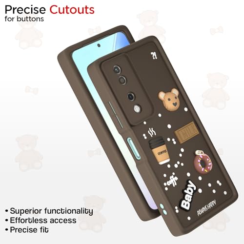 Image of Pikkme Back Cover for Honor X7B 5G | Cute Fun Cartoon 3D Bear Silicone Full Body Protection Bumper Case (Brown)