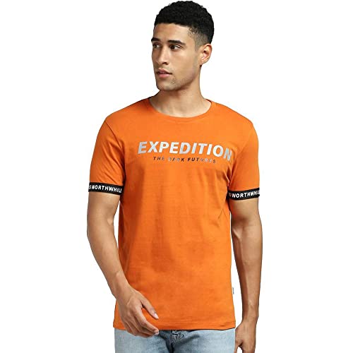 Image of JACK & JONES Printed Cotton Crew Neck Mens T-Shirts