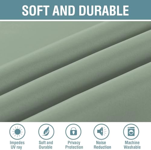 Image of H.VERSAILTEX Blackout Curtain for Living Room Small Window Kitchen Blackout Curtains 45 inch Length Energy Saving Solid Grommet Blackout Drape, One Panel, Sea Grass, 52 inch W x 45 inch L