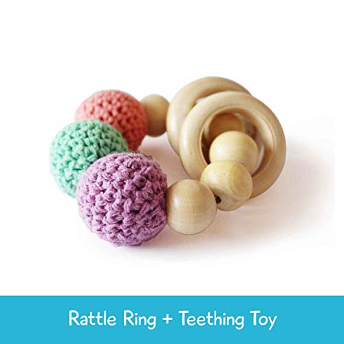 Shumee Wooden Rattle Ring and Teething Toy for Infants, Babies(0 - 1 Year)