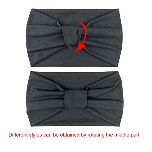 Image of DRESHOW 4 Pack Turban Headbands for Women Wide Vintage Head Wraps Knotted Cute Hair Band Accessories