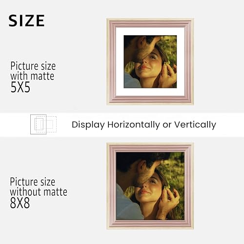 Image of Art Street Luxury Photo Frame for living room, Modern Step Design Photo Frames for Photograph, Art Work, Kids Room Set of 9 (8x8 Inch, Pink)