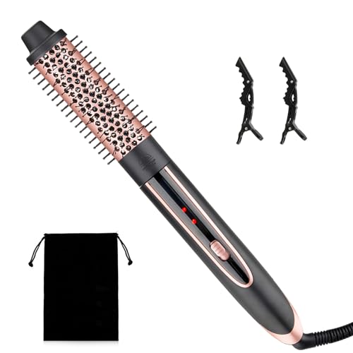 Cepillo de calor 3 en 1, rizador iónico desmontable de 38 mm, cepillo de calor, cepillo redondo de cerámica PTC doble para rizos naturales (rosa)