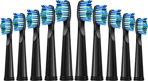 Cabezales de recambio para cepillo de dientes eléctrico Fairywill D7/D8/FW507/FW508/FW551/FW2011/FW917/FW959/FW515/Seago SG E9, con cerdas suaves (negros, 10 unidades) Cover