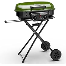 Brand-Man Propane Gas Grill, Portable Standup Grill with Folding Cart & Push-Button Ignition, Ideal for Camping, Tailgating, BBQ, Backyard, Patio & More