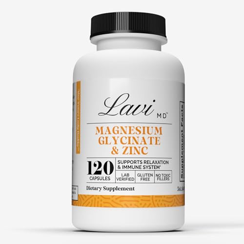 LaviMD Magnesium Glycinate Zinc - 120 Capsules - Better Sleep Support, Immune Support & Muscle...