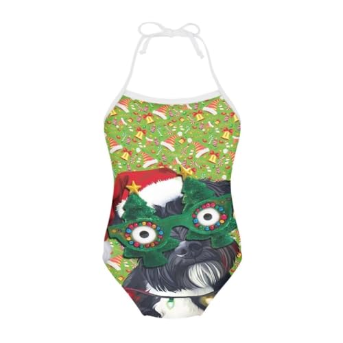 Image of Christmas Kids One-Piece Halter Swimsuits Beach Swimwear Bathing Suit for 3-10 Years Girls