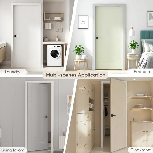Image of JUBEST 28 inchx80 inch 1-Panel Shaker Style White Primed Hollow Core Interior Molded Door Slab, NOT Pre-drilled and NOT Included Hardware, Pre-Assembled Interior Door for Pantry, Laundry, Closet