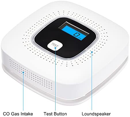 Scondaor Carbon Monoxide Alarm Detector with Digital Display, CO Alarm Detector with Test/Silence and CO Peak Memory, Replaceable AAA Battery Operated, Conforms to Latest EN 50291:2018 Standard