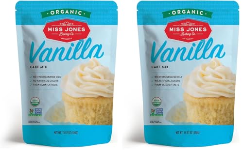 Miss Jones Baking Organic Yellow Cake and Cupcake Mix, Non-GMO, Vegan-Friendly, Moist and Fluffy: Vanilla (Pack of 2)