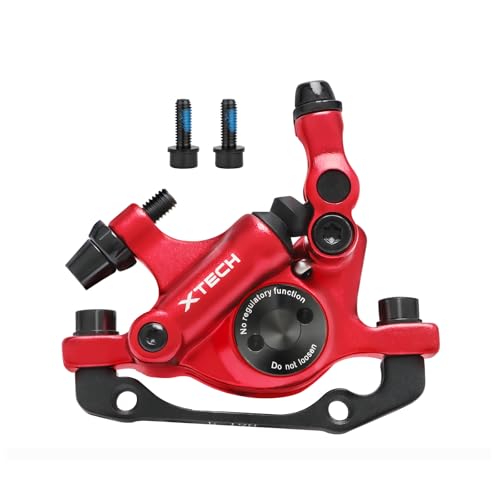 Pinzas de Freno de Disco hidráulicas para Bicicleta, HB 100 Frenos de Disco MTB Pinza Delantera/Trasera, Frenos de Doble pistón con tracción por Cable (Delantero, Rojo)