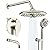 SR SUN RISE 10 Inches Wall Mounted Shower System with Tub Spout Shower Tub Faucets Sets Complete Newer Model High Pressure 8-Spray Rain Shower Head and 6-Setting Handheld Combo, Brushed Nickel