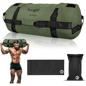 Yes4All Sandbags for Working Out, Adjustable Sand Bags for Weight Training with Handles, Multiple Colors & Sizes 5-200lbs