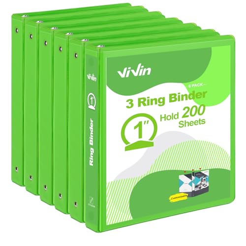 ViVin 1 Inch Round Ring View Binder for Durability, Standard...