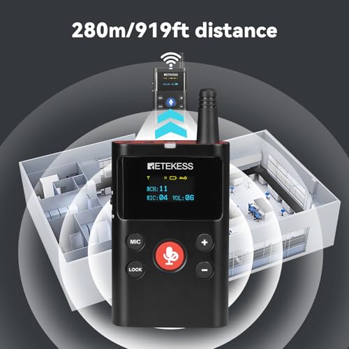 Retekess TT126 2 Way Plant Tour Headset, Dispositivo de Comunicación Bidireccional con 1 Transmisor y 5 Receptores miniatura 6